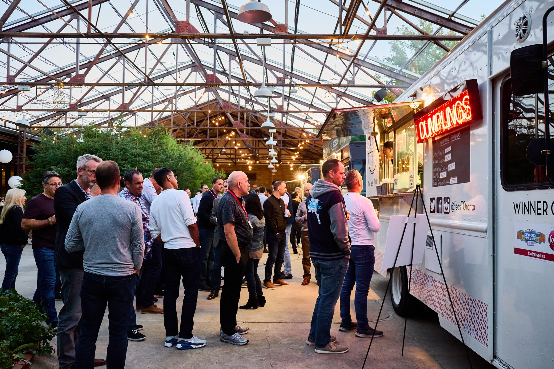Guests at the food truck alley during the Annual General Meeting and Gala at Evergreen Brickworks