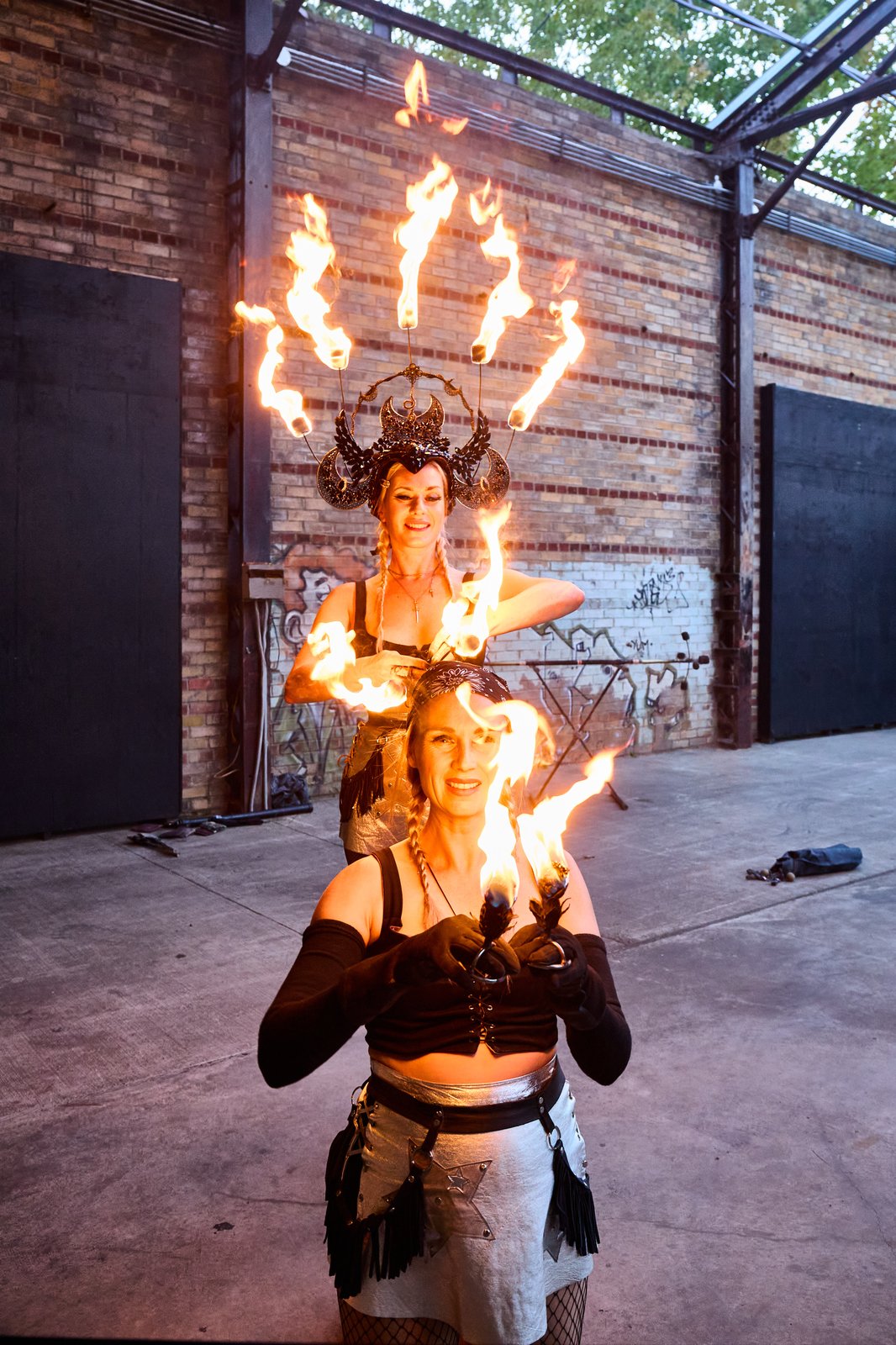 Fire performer entertaining guests at the gala