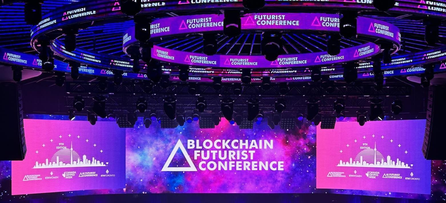 LED stage rings branded for the Blockchain Futurist Conference